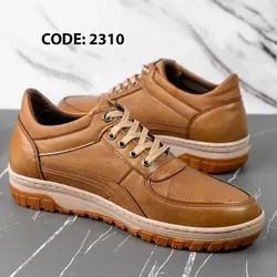 کتونی بنددار قهوه ای روشن زیره کرم و قهوه ای - کد 2310