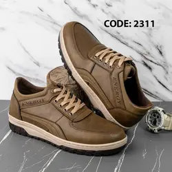 کتونی بنددار زیتونی زیره کرم و قهوه ای - کد 2311