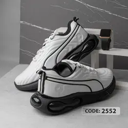 کتونی بنددار سفید زیره ژله ای مشکی پوما سایز بزرگ - کد 2552