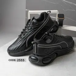 کتونی چرم بنددار مشکی زیره ژله ای مشکی سایز بزرگ PUMA - کد 2555