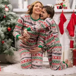 ست راحتی مادر و کودک طرح راه راه کریسمس - توتوکید