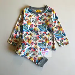 ‎ست راحتی آستین بلند شلوار طرح سفینه رنگی - توتوکید