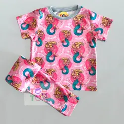 ست راحتی آستین کوتاه شلوار طرح پری دریایی باربی - توتوکید