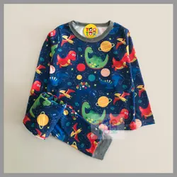 ست آستین بلند شلوار طرح دایناسور فضانورد