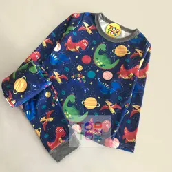 ست آستین بلند شلوار طرح دایناسور فضانورد