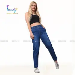 شلوار جین مام استایل کمر کش قد 90