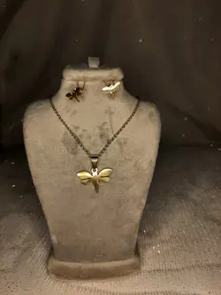 نیم ست سنجاقک استیل طلایی رنگ ثابت دخترانه~ یونیک یونیکورن