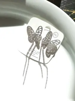 گوشواره پروانه آویز نگینی