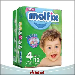 پوشک کودک مولفیکس سایز 4 بسته 12 عددی