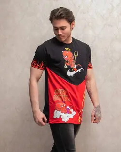 تیشرت مشکی/قرمز TS1085