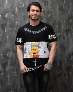 تیشرت مشکی/سفید TS1086 SIMSONS