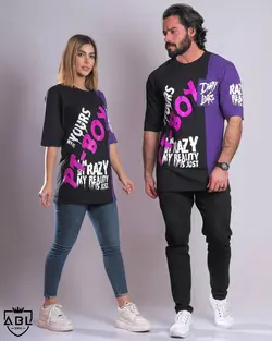 تیشرت مشکی/بنفش TS2048 PT-Boy