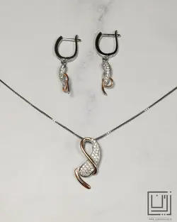 نیم ست جواهری نقره آبکاری رز گلد کد nserv30