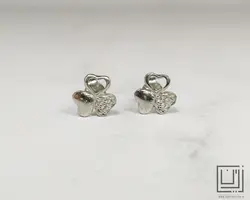 گوشواره جواهری گل سه پر کد gog04