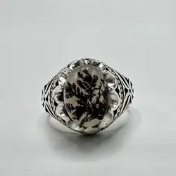 انگشتر عقیق شجر با رکاب نقره