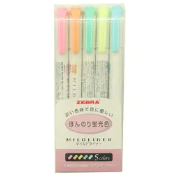 پک هایلایتر 2 سر زبرا 5 رنگ مایلدلاینر