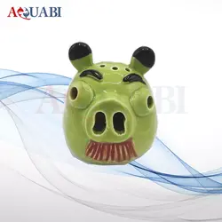 مجسمه آکواریوم انگری برد خوک سبز سبیلو بزرگ