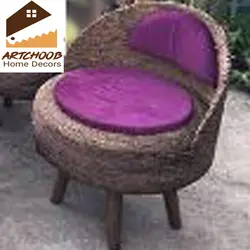 صندلی حصیری تشک بنفش