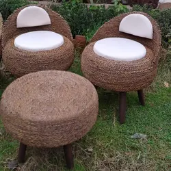 صندلی حصیری تشک سفید