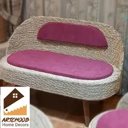 صندلی دو نفره حصیری تشک دار بنفش