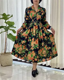 پیراهن لینن گلاب مشکی