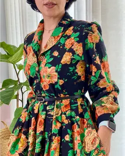 پیراهن لینن گلاب مشکی