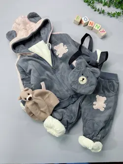 مشخصات، قیمت و خرید ست سویشرت و شلوار تدی کیف دار (داخل خز) - بانی بی بی