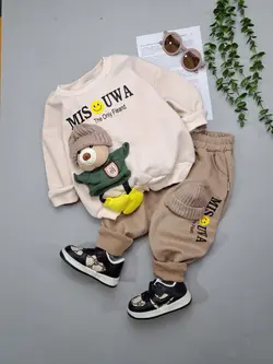 مشخصات، قیمت و خرید ست بلوز دورس خرس برجسته کلاهدار و شلوار - بانی بی بی