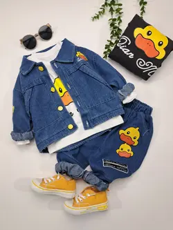 مشخصات، قیمت و خرید سه تیکه کت و بلوز شلوار جین اردک - بانی بی بی