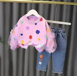 بلوز و شلوار گلدار دخترانه آستین پفکی