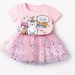 تیشرت و دامن توری طرح گربه ملوس