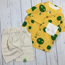 ست تی شرت و شلوارک بچگانه مدل بادکنکی -ست کتان- بانی بی بی