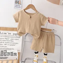 مشخصات، قیمت و خرید دوتیکه تیشرت و شورتک موسلین یقه گرد - بانی بی بی