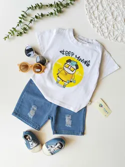 مشخصات، قیمت و خرید ست تیشرت پاندا و شلوارک جین - بانی بی بی