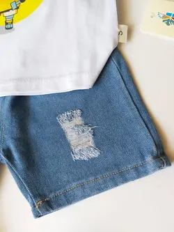 مشخصات، قیمت و خرید ست تیشرت پاندا و شلوارک جین - بانی بی بی