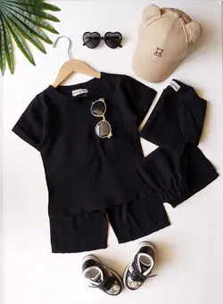 مشخصات، قیمت و خرید ست تیشرت و شلوارک مشکی - بانی بی بی