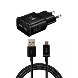 شارژر دیواری فست شارژ 15 وات اصلی سامسونگ 2 پین Samsung Fast Charge 15Watt Micro USB با کابل میکرو ساخت ویتنام