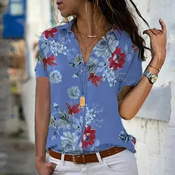 بلوز آستین کوتاه زنانه مدل floral short sleeve