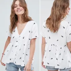 شومیز آستین کوتاه برند asos رومانی