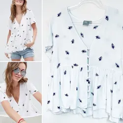 شومیز آستین کوتاه برند asos رومانی