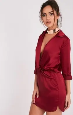 پیراهن زنانه مدل Prettylittlething red silk