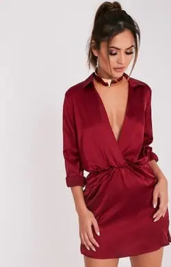 پیراهن زنانه مدل Prettylittlething red silk