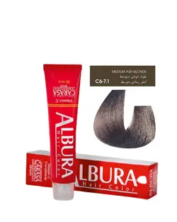 رنگ مو آلبورا شماره C6-7.1 بلوند دودی متوسط ALBURA PROFESSIONAL HAIR DYE ASH  SERIES NUMBER C6-7.1 100M