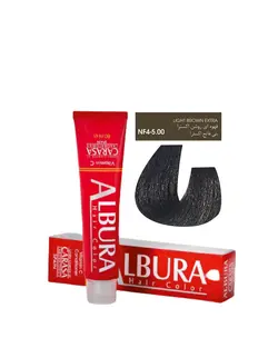 رنگ مو آلبورا شماره MF4-500 قهوه ای روشن اکسترا سری اکسترا ALBURA PROFESSIONAL HAIR DYE  NATURAL EXTRA SERIES NUMBER MF4-5.00 100 mi