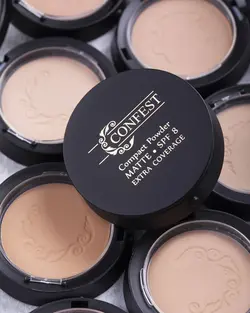 پنکیک مخملی کانفست SPF 8 با نمای مات و پوشش یکدست، حجم 12 گرم CONFEST COMPACT POWDER ALL NUMBERS