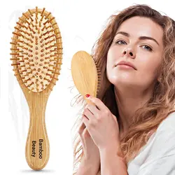 برس چوبی بامبو بیوتی مدل بیضی شانه سرتیز  Bamboo beauty Wooden HairBrush