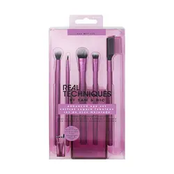 ست 5 عددی براش چشم ابرو + لیوان رو میزی ریل تکنیک REAL TECHNIQUES BY SAM &amp; NICE enhanced eye set for shadow+eyeliner+mascara