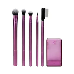 ست 5 عددی براش چشم ابرو + لیوان رو میزی ریل تکنیک REAL TECHNIQUES BY SAM &amp; NICE enhanced eye set for shadow+eyeliner+mascara