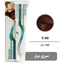 رنگ مو بیوتی سری برنز شماره 7.55 بلوند برنز BEAUTY GARNIC PROFESSIONAL CREAM HAIR DYE BRONZE SERIES NUMBER 7.55 BRONZE BLONDE 100ML
