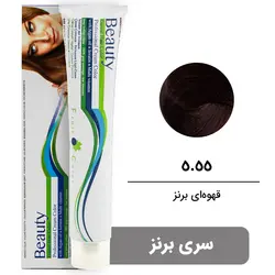 رنگ مو بیوتی سری برنز شماره 5.55 قهوه ای برنز BEAUTY GARNIC PROFESSIONAL CREAM HAIR DYE BRONZE SERIES NUMBER 5.55 BROWN BRONZE 100ML